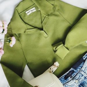 Anthropologie Olive Green Ribbed Bodysuit